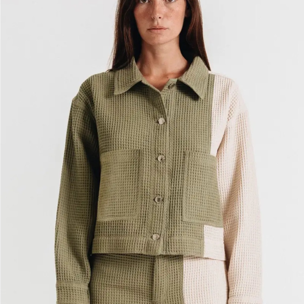Two-Tone Olive and Cream Women's Jacket